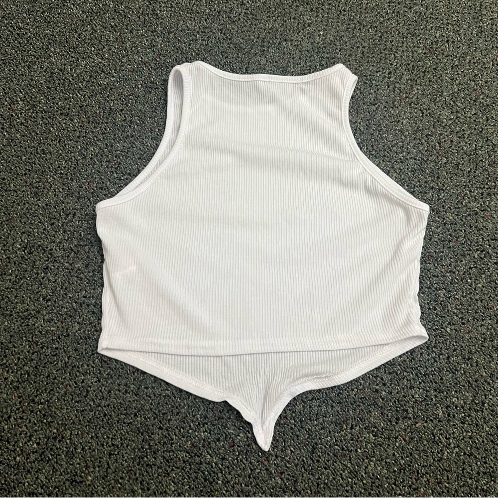 PRETTYLITTLETHING White Triangle Handkercheif Racer Back Tank Top Shirt Top Sz S - Picture 11 of 16